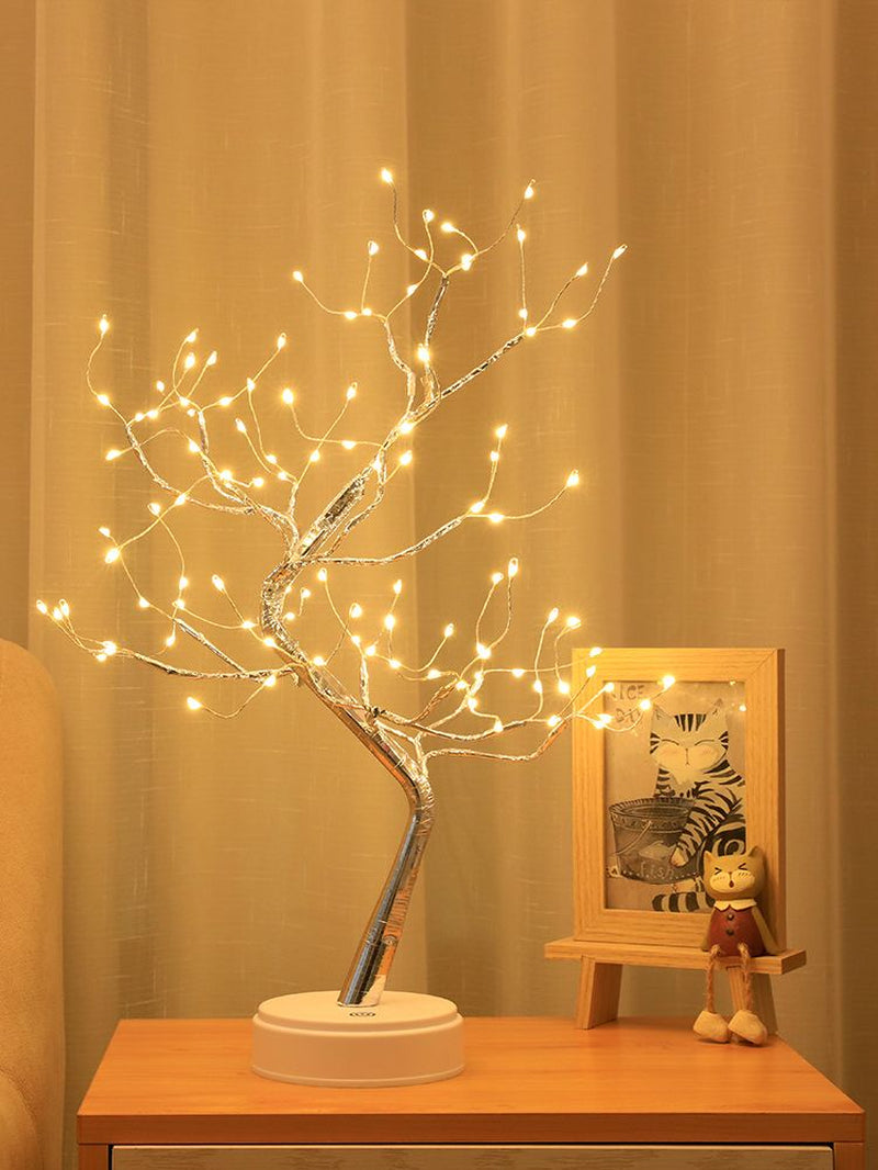 Professional title: "Decorative LED Tabletop Tree Lamp with USB and Battery Power for Home, Bedroom, and Party Decor"