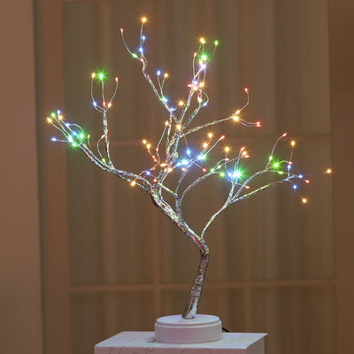 Professional title: "Decorative LED Tabletop Tree Lamp with USB and Battery Power for Home, Bedroom, and Party Decor"